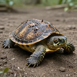 Image of a possessed turtle which is rotting in its shell