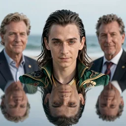 portrait of a young loki, beach pic, depth of field, zeiss lens, detailed, symmetrical, centered, fashion photoshoot, by annie leibovitz and steve mccurry, david lazar, jimmy nelsson, breathtaking, 8 k resolution, extremely detailed, beautiful, establishing shot, artistic, hyperrealistic, beautiful face, octane render