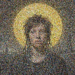 Woman masterpiece, Thom Yorke, yellow, golden halo behind her head, wires everywhere, by Edgar Maxence and Ross Tran, Zdzisław Beksiński, and Michael Whelan, distant, gustav dore, H.R. Giger, 8k, octane render