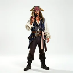 jovial sea captain with pipe, cinematic studio photo, full body, standing, isolated on a pure white background, centered, whole figure in frame, sharp focus, studio lighting