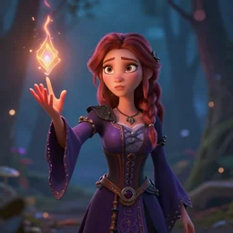 unsure young russian witch casting a spell. award - winning 3 d animation by an indie studio, rimlighting, depth of field, limited but vibrant palette, intricate details, impressionism, chiaroscuro, bokeh. 4 6 2