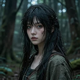 an anime girl in a mysterious forest, detailed, intricate, cinematic lighting, trending of artstation, 4 k, hyperrealistic, focused, extreme details, cinematic, masterpiece