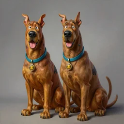 a beautifully painted portrait of Scooby-doo and Shaggy by Rembrandt, hyperrealism, concept art