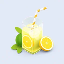 plastic isometric lemonade icon with a straw sticking out of it
