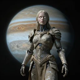 biblical cyborg girl with glowing eyes, stone armour, on planet jupiter, underwater photography, by gerald brom, by mikhail vrubel, by peter elson, muted colors, extreme detail, trending on artstation, 8 k