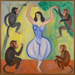 dance, by matisse, but with monkeys, oil on canvas