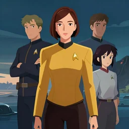 captain janeway from star trek voyager. clean cel shaded vector art. shutterstock. behance hd by lois van baarle, artgerm, helen huang, by makoto shinkai and ilya kuvshinov, rossdraws, illustration, art by ilya kuvshinov