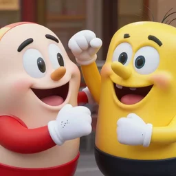fast food mascots brawling, detailed facial expressions