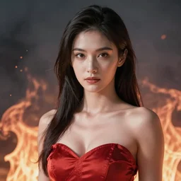 fire goddess, very sexy outfit, medium shot, visible face, detailed face, perfectly shaded, atmospheric lighting, by makoto shinkai, stanley artgerm lau, wlop, rossdraws