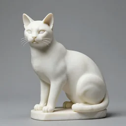 a statue of cat from the renaissance age in the middle of the museum. People amazed of the new discovery.
