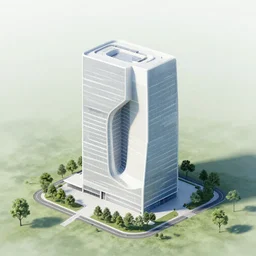 a building in a landscape, mind - bending
