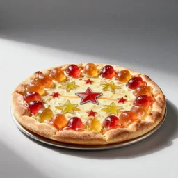 high resolution photo of gummy pizza, michelin star, very tasty, food photography, instagram, trending