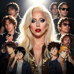 highly detailed vfx portrait of ladygaga by eiichiro oda!, stephen bliss, greg rutkowski, loish, rhads, beeple, makoto shinkai, tom bagshaw, alphonse mucha, sharp focus, art by artgerm and greg rutkowski, stanley kubrick, backlit, harsh overhead sunlight, detailed,