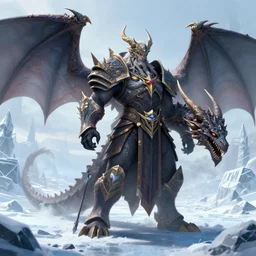 the lich king commanding sindragosa dragon on a frozen battlefield trending on artstation