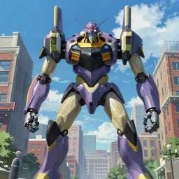 A giant robot in Northend the italian neighborhood Boston, MA in anime style highly detailed by Makoto Shinkai and Raphael Lacoste