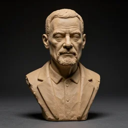 a clay sculpture bust of walter white, photograph, studio lighting, award winning sculpture