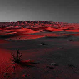 detailed matte painting by greg rutkowski and marc simonetti : big desert, red and black cinematic theme, 8 k detailed, artstation, uhd, sharp details, extremely detailed scene