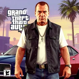 John Wayne Gacy in Grand Theft Auto 5 cover art, epic, 4k resolution, extremely detailed, very sharp, artstation, digital art, vibrant,