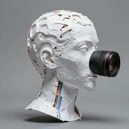 consciousness emerging in artificial intelligence. canon 5 d 5 0 mm lens. papier - mache