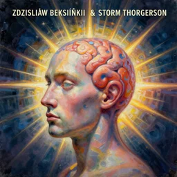 Painting, Creative Design, album cover art, Human mind, surrealist, by Zdzisław Beksiński and storm thorgerson