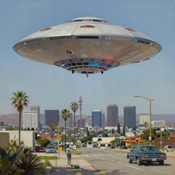 highly detailed oil painting of bidepad ufo attack los - angeles