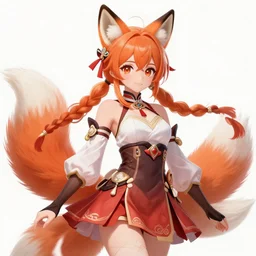 A beautiful fox lady sorceress, official Genshin Impact character concept, anime, kawaii, photorealism, by Artgerm and Sakimichan, professional character designer, trending on Artstation, deviantart, highly detailed, cgsociety