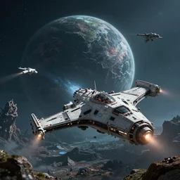 hyperdetailed image of a spaceship battle on a distant unknown creepy planet 8 k extremely detailed hd hyperrealism mysterious