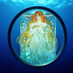 shipwreck underwater : : natural lighting : : 1 telescope lens : : 1 alphonse mucha : : 1 neon blue color : : 1 copy prompt