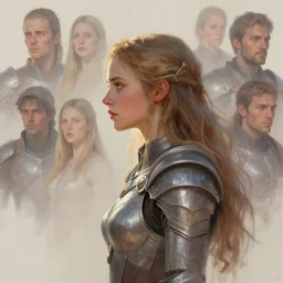 masterpiece side profile concept art by thomas blackshear, imogen poots as a paladin, sci - fi influence, matte painting, extremely emotional, pastel colours, realistic shaded lighting poster by hsiao ron chen, ilya kuvshinov, magali villeneuve, artgerm, jeremy lipkin and michael garmash and rob rey, christophe vacher