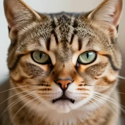 an extreme close-up of an angry cat