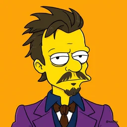 matt groening portrait cartoon of johnny depp, the simpsons