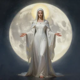 holy priestess of the sacral moon full body portrait highly detailed, digital painting, artstation, concept art, smooth and sharp focus, illustration, art by tian zi and wlop and alphonse mucha