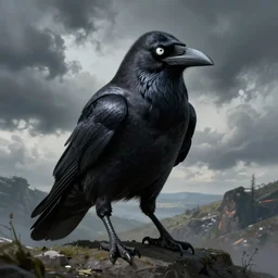 evil crow with piercing eyes, extremely detailed, sharp focus, wide view, full body shot, smooth, digital illustration, by james jean, by rossdraws, frank franzzeta, mcbess, sakimichan, brosmin, danton fadeev, steve simpson, alfred hitchcock mood, wes craven vibes