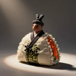 Morcilla dressed as a shushi, studio photography, dramatic light