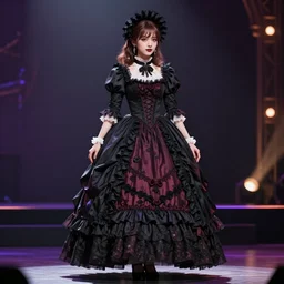 rockstar girl in gothic victorian dress on stage. by william - adolphe bouguerea, pixar, artstation trending, concept art, digital art, digital painting, dramatic lighting, sharp focus, highly detailed, vxf movie, cinematic