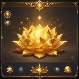 hindu golden lotus, cocept art of gaming ui. for russian mmorpg by katauri, artstation, behance