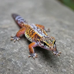 angry gecko sitting on the stone