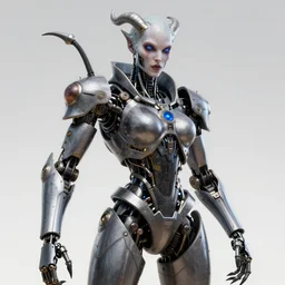 beautiful evil fantasy character portrait, ultra realistic, cyborg, wide angle, intricate details, district 9 artifacts, highly detailed by peter mohrbacher, hajime sorayama, wayne barlowe, boris vallejo, aaron horkey, gaston bussiere, craig mullins