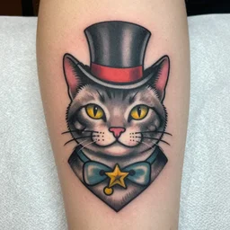 tattoo of a cat with a top hat