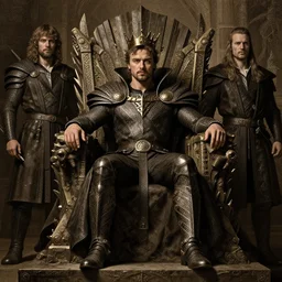 ewan mcgregor, majestic king on a throne, dungeons and dragons, fame of thrones masterpiece by edgar maxence and ross tran and michael whelan, gustav dore, 8 k, octane render
