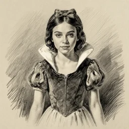 milt kahl pencil sketch of chloe grace moretz as snow white
