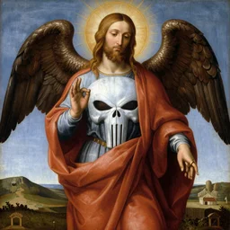 the punisher as a patron saint, devotional art, renaissance painting, fra angelico, full painting