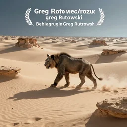 beast in open sand karst desert, fantasy concept art by greg rutkowski