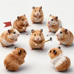 highly detailed illustration featuring hamsters in battle, stephen bliss, unreal engine, fantasy art by greg rutkowski, global illumination, radiant light, detailed and intricate environment, hamsters holding rifles, hamsters dressed military gear