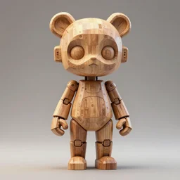 statue highly detailed, symetrical, geometrical, cgsociety, artstation, intricate, concept art, official art, octane 8 k, illustration artoys, funny, cute, figurine wooden, cybernetique, artnouveaux in wood sculpture, masterpiece of art