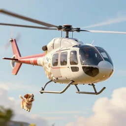 flying helicopter - dog, dog!!, digital art, highly detailed