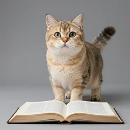 award winning photograph of super adorable cat standing in front an open Bible, studio lighting, studio photography