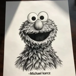 grunge cartoon drawing of elmo by - michael karcz , in the style of corpse bride, loony toons style, horror themed, detailed, elegant, intricate