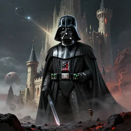 darth vader's castle in a volcanic planet concept art by Doug Chiang, cinematic,