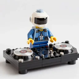 Lego Daft Punk DJing with realistic DJ turntables